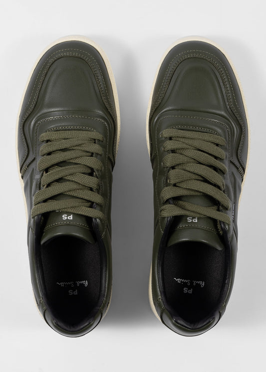 PAUL SMITH PS ELLIS LEATHER TRAINERS KHAKI GREEN RRP £200 BNIB