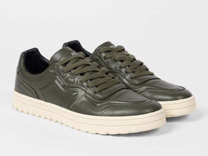 PAUL SMITH PS ELLIS LEATHER TRAINERS KHAKI GREEN RRP £200 BNIB