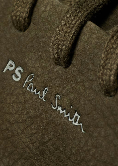 PAUL SMITH PS LEE NUBUCK LEATHER TRAINERS KHAKI GREEN UK 8 RRP £195 BNIB