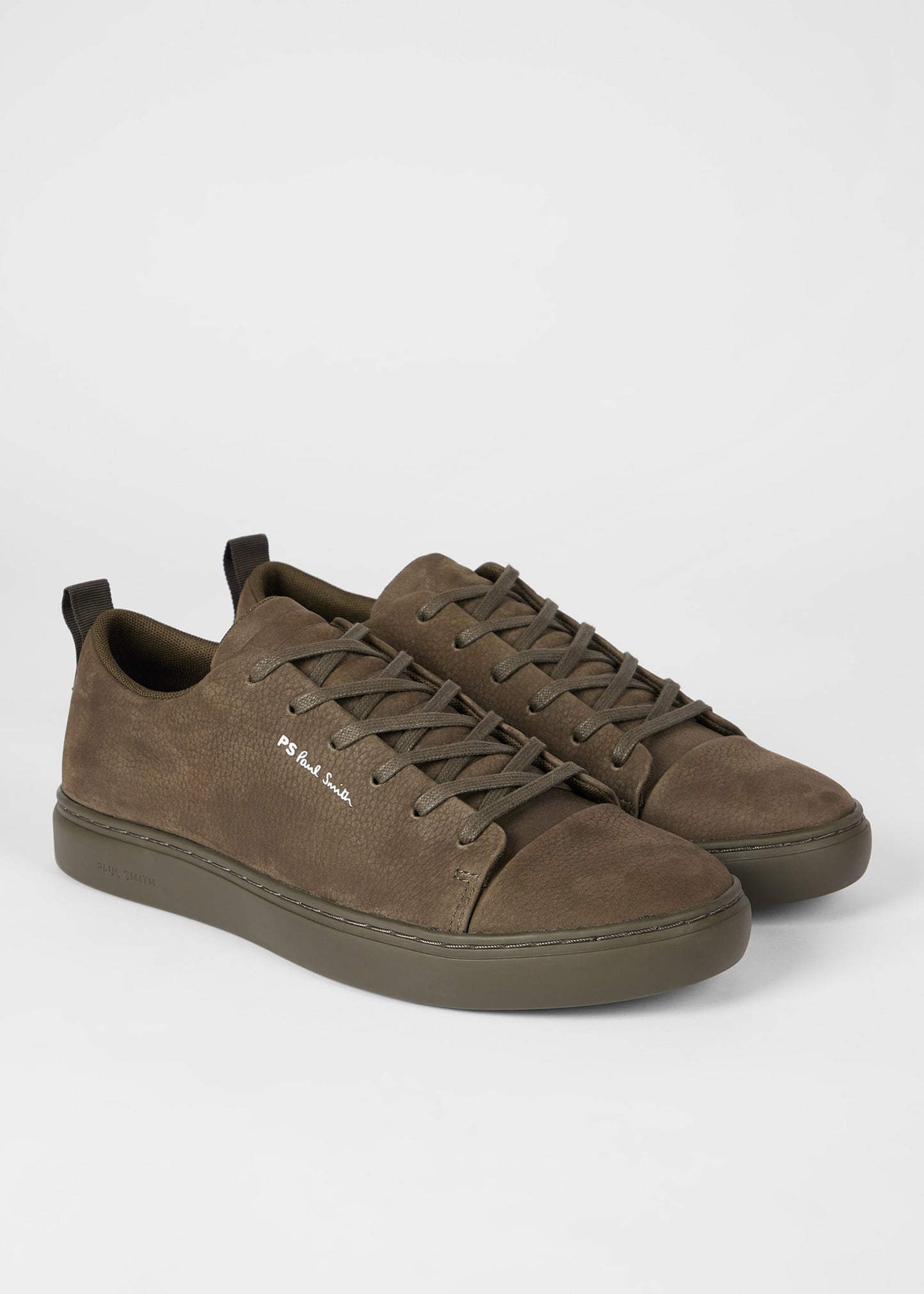 PAUL SMITH PS LEE NUBUCK LEATHER TRAINERS KHAKI GREEN UK 8 RRP £195 BNIB