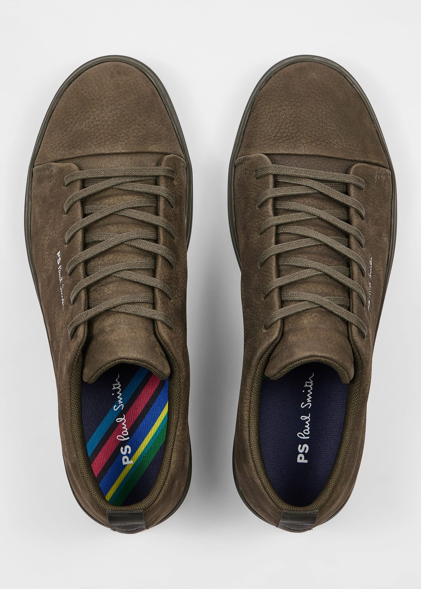 PAUL SMITH PS LEE NUBUCK LEATHER TRAINERS KHAKI GREEN UK 8 RRP £195 BNIB