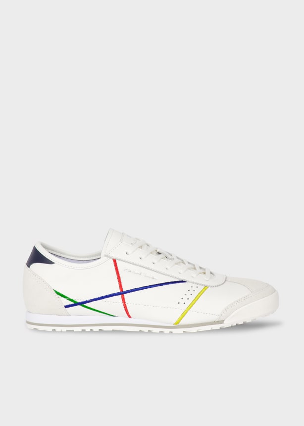 PAUL SMITH PS MESTRE EMBROIDERED LEATHER LOW TOP TRAINERS WHITE RRP £195 BNIB (Copy)