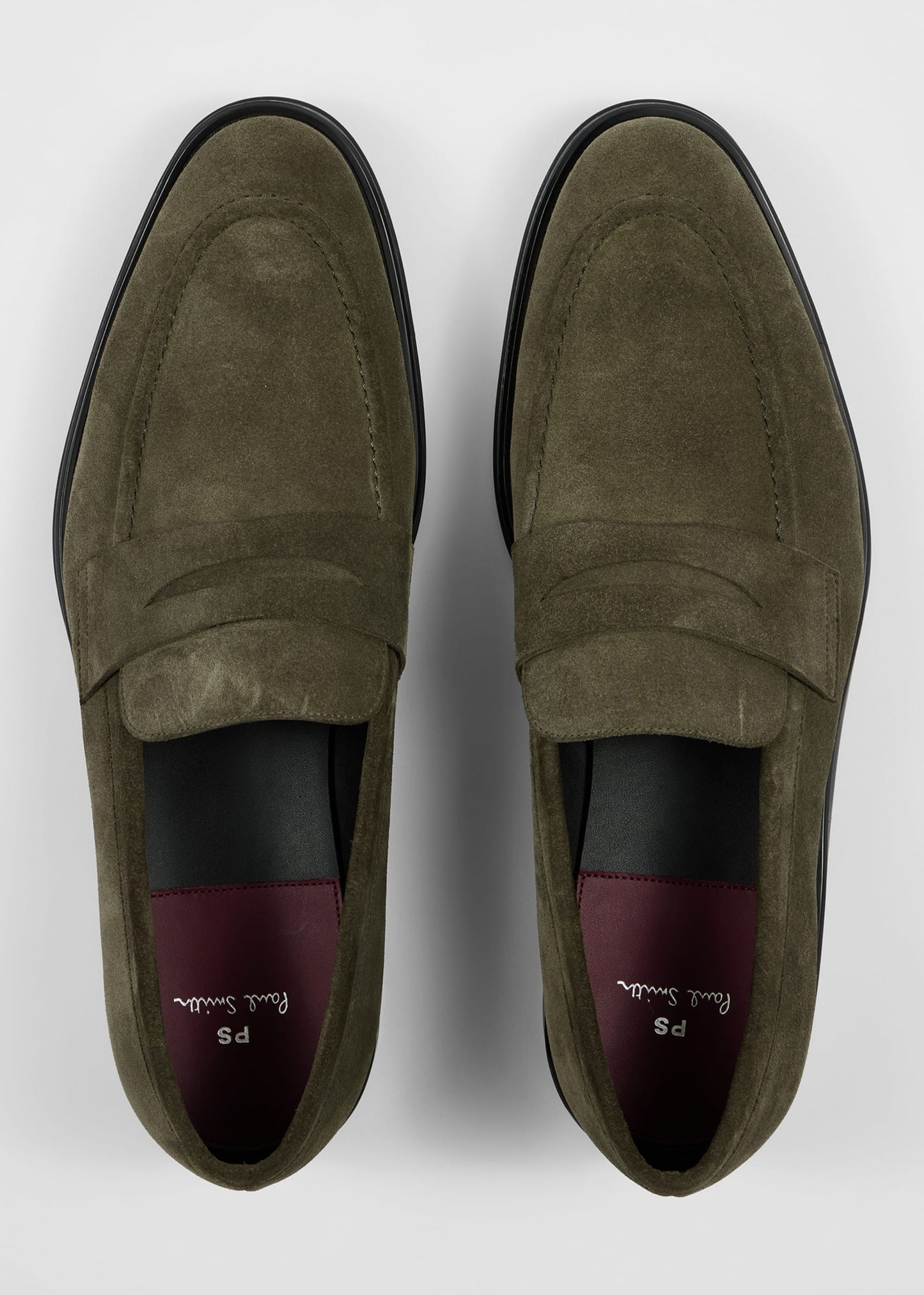 PAUL SMITH PS PIERCE SUEDE LEATHER LOAFERS SHOES KHAKI GREEN UK 8 RRP £195 BNIB
