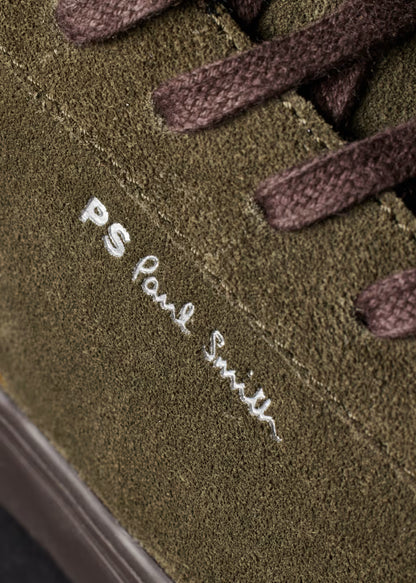 PAUL SMITH PS REX EMBROIDERED SUEDE LEATHER TRAINERS KHAKI RRP £190 BNIB
