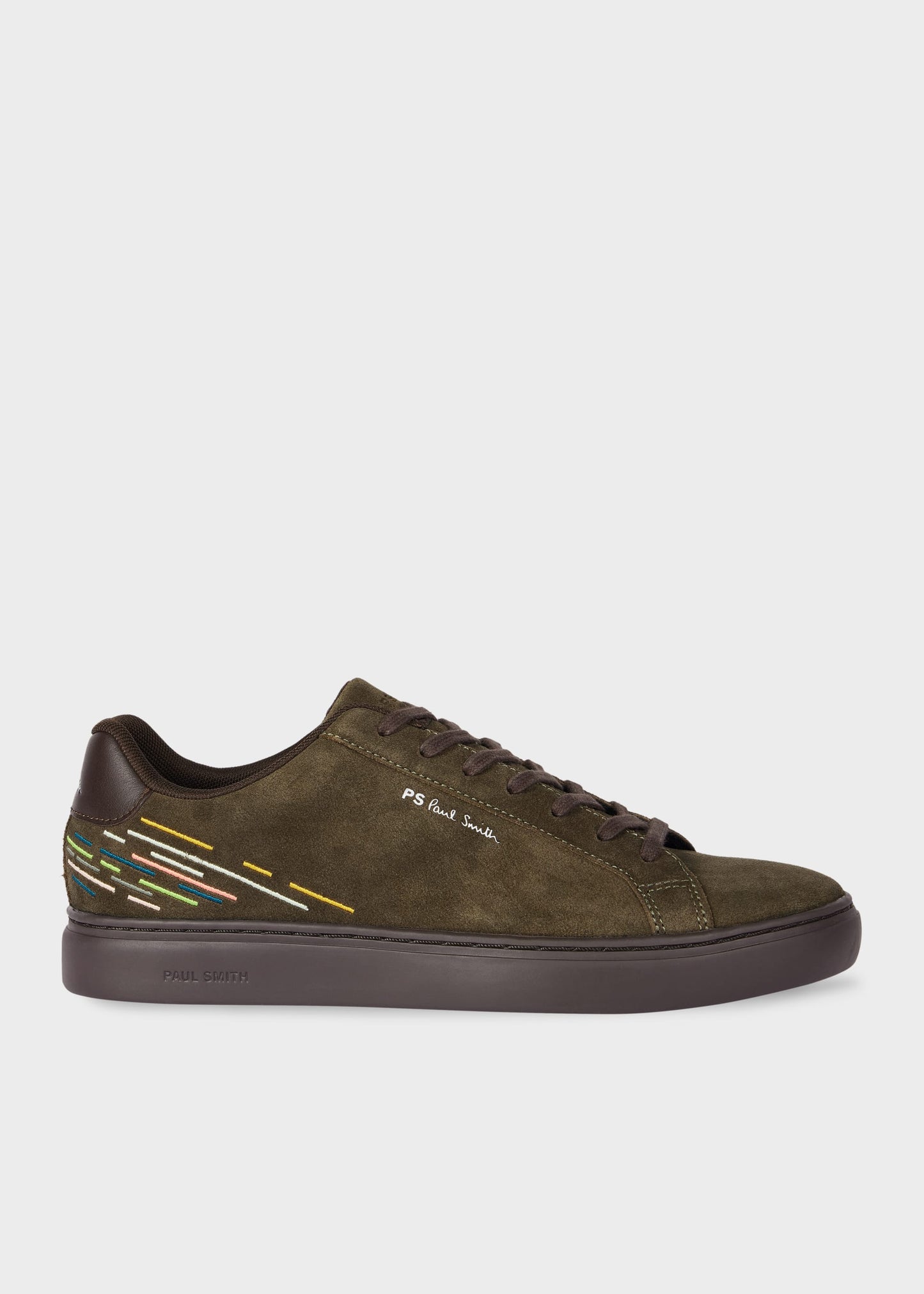 PAUL SMITH PS REX EMBROIDERED SUEDE LEATHER TRAINERS KHAKI RRP £190 BNIB