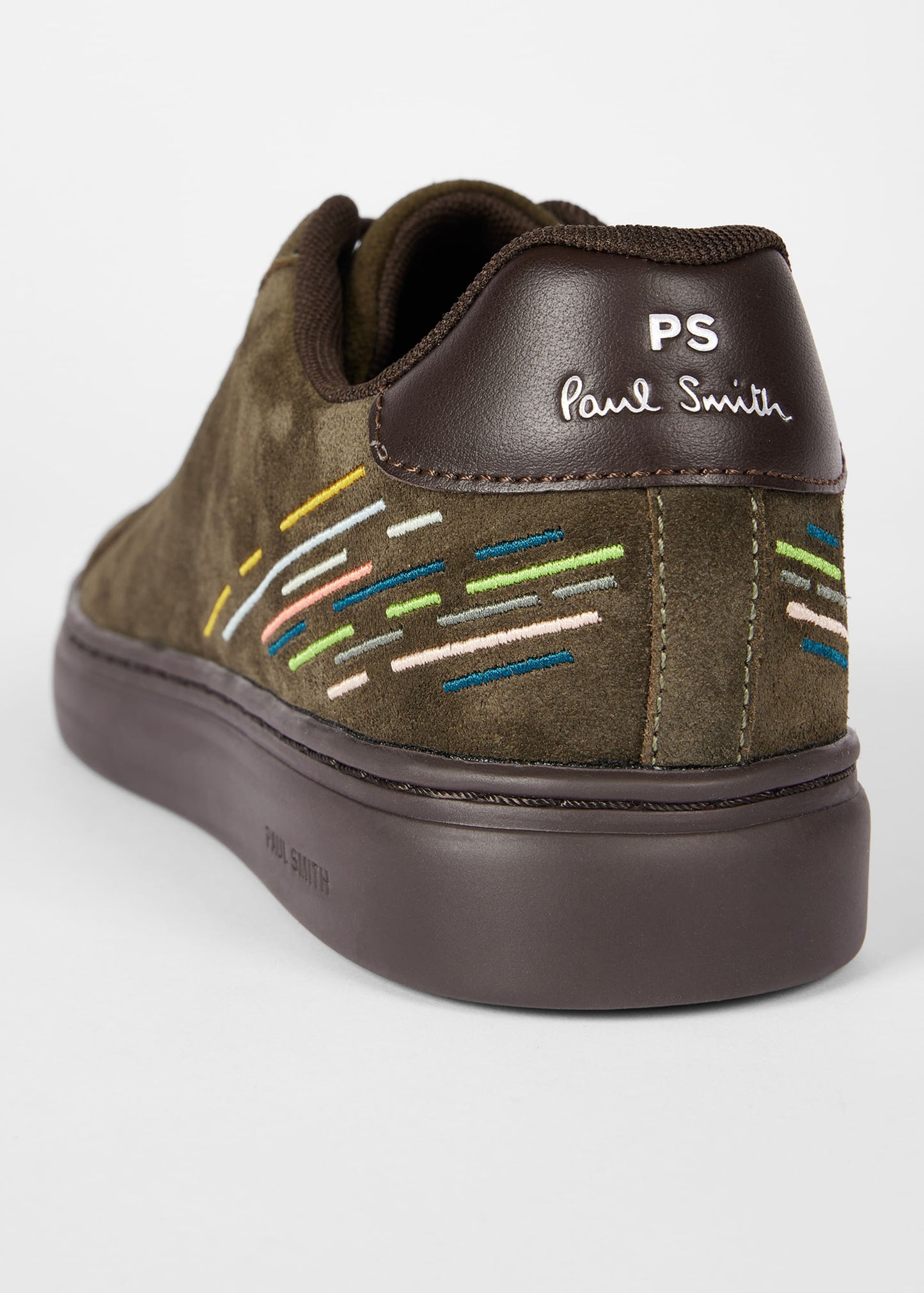 PAUL SMITH PS REX EMBROIDERED SUEDE LEATHER TRAINERS KHAKI RRP £190 BNIB