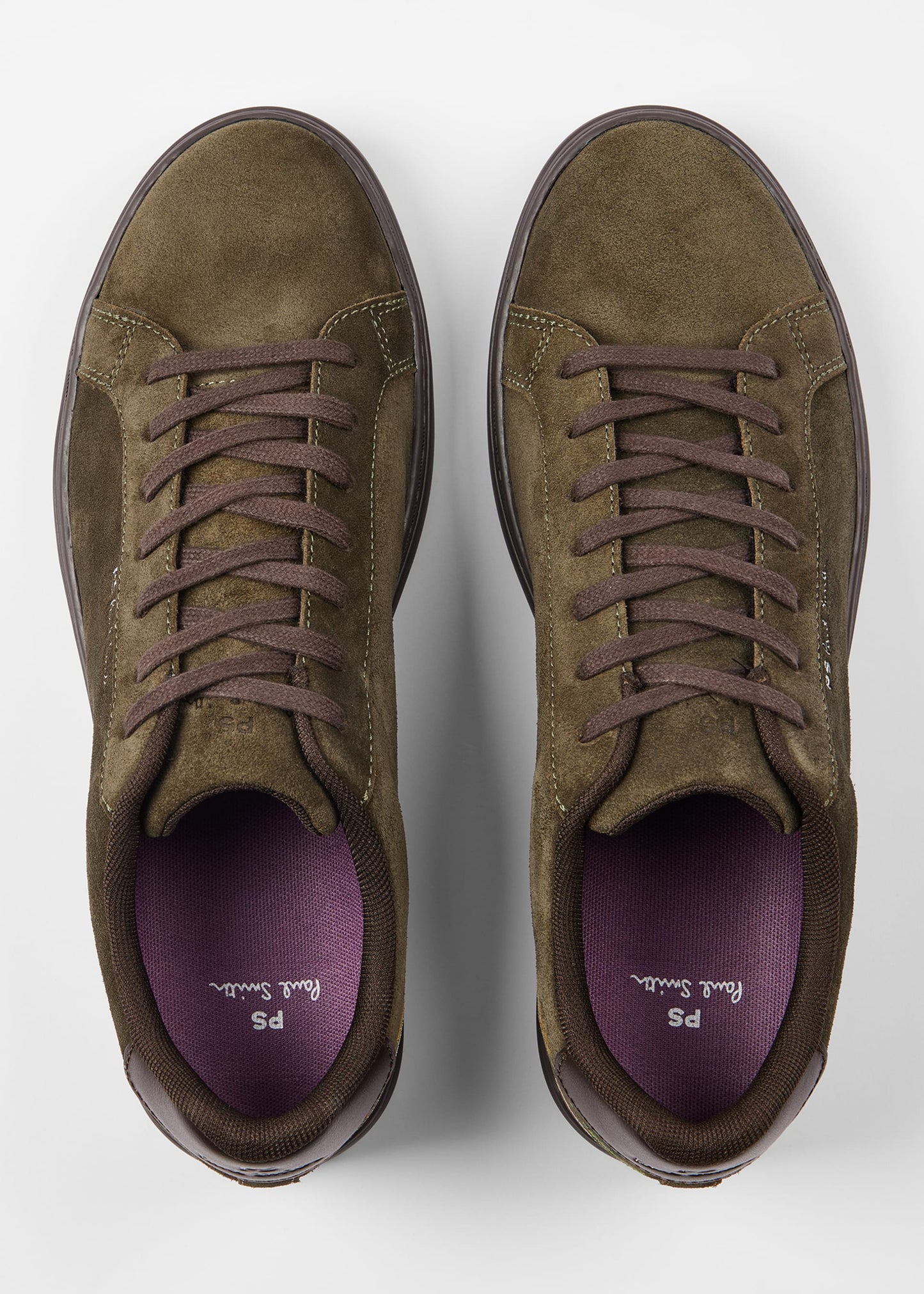 PAUL SMITH PS REX EMBROIDERED SUEDE LEATHER TRAINERS KHAKI RRP £190 BNIB