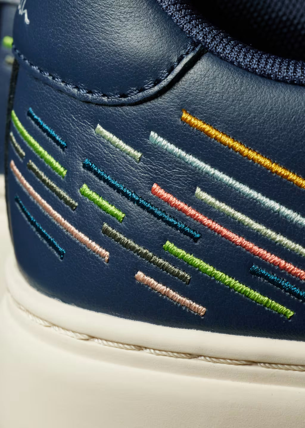 PAUL SMITH PS REX EMBROIDERED LEATHER TRAINERS NAVY BLUE UK 9 RRP £195 BNIB