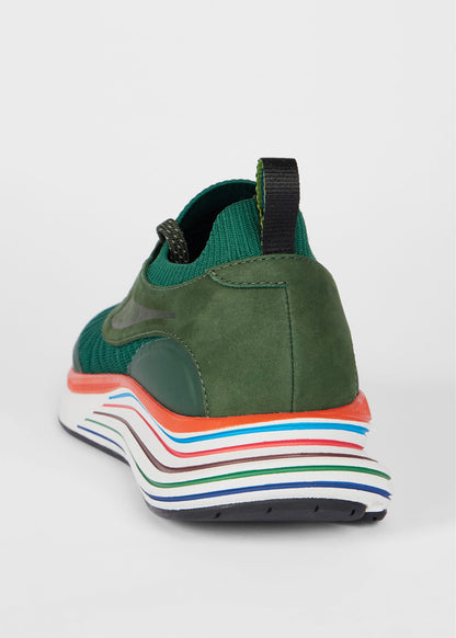 PAUL SMITH PS VOLT MIXED MEDIA TRAINERS KHAKI GREEN UK 8 RRP £195 BNIB