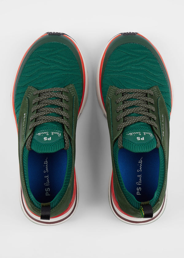 PAUL SMITH PS VOLT MIXED MEDIA TRAINERS KHAKI GREEN UK 8 RRP £195 BNIB