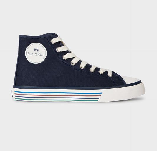 PAUL SMITH PS YUMA HIGH TOP CANVAS TRAINERS NAVY BLUE RRP £150 BNIB