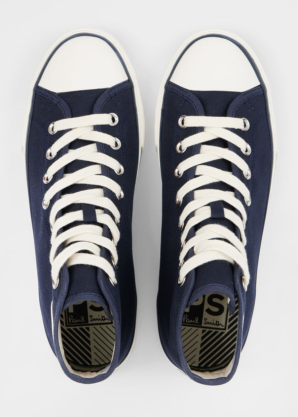PAUL SMITH PS YUMA HIGH TOP CANVAS TRAINERS NAVY BLUE RRP £150 BNIB