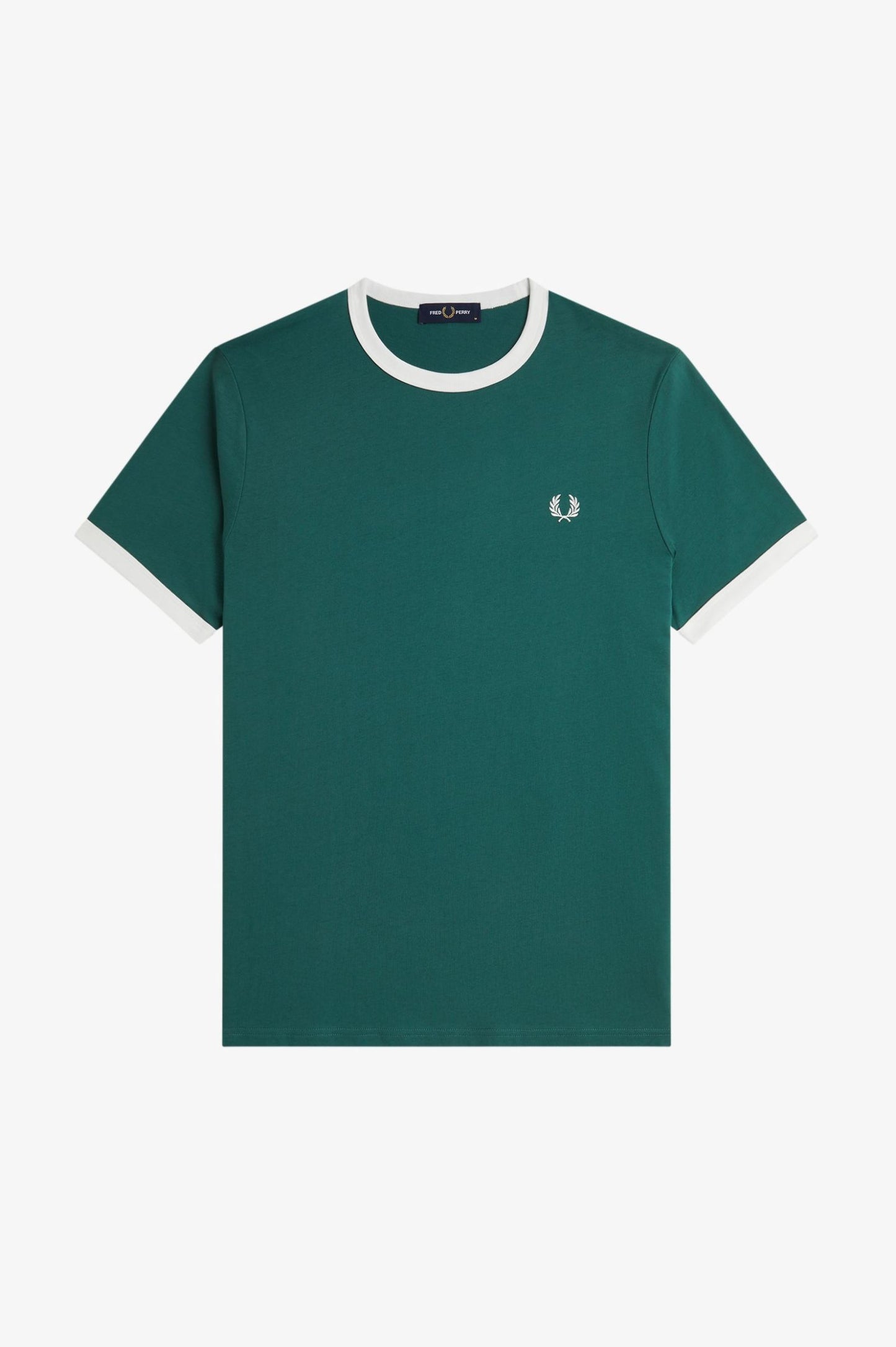 FRED PERRY RINGER COTTON T-SHIRT SPORT GREEN/SNOW WHITE XL RRP £50 BNWT