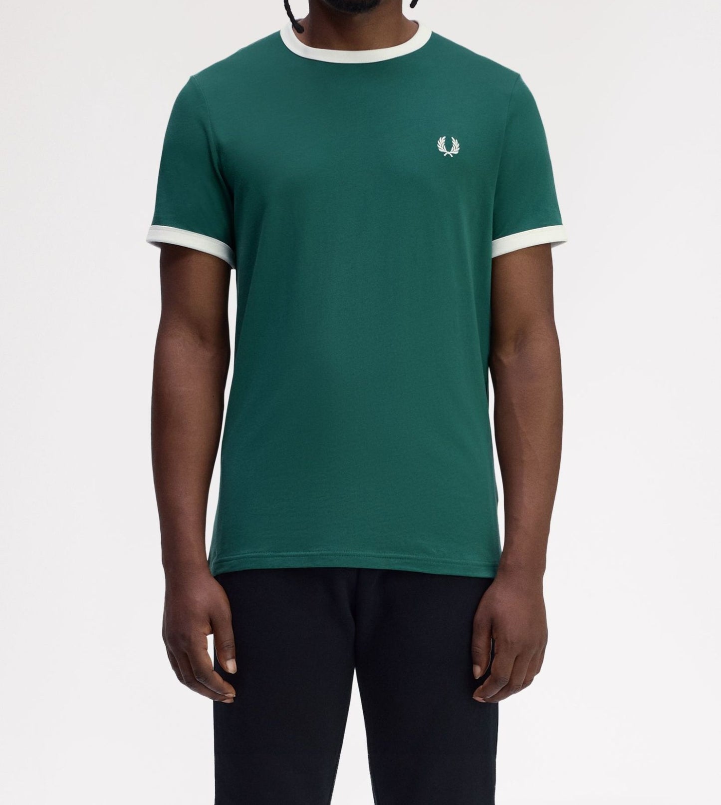 FRED PERRY RINGER COTTON T-SHIRT SPORT GREEN/SNOW WHITE XL RRP £50 BNWT