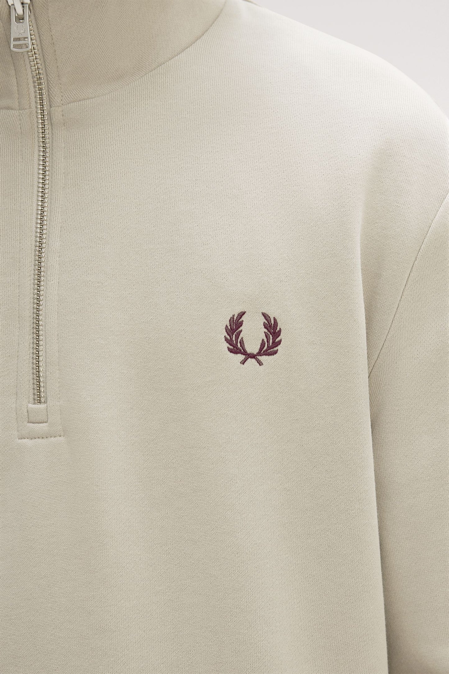 FRED PERRY QUARTER ZIP COTTON FLEECE SWEATSHIRT WARM OAT 3XL RRP £95 BNWT