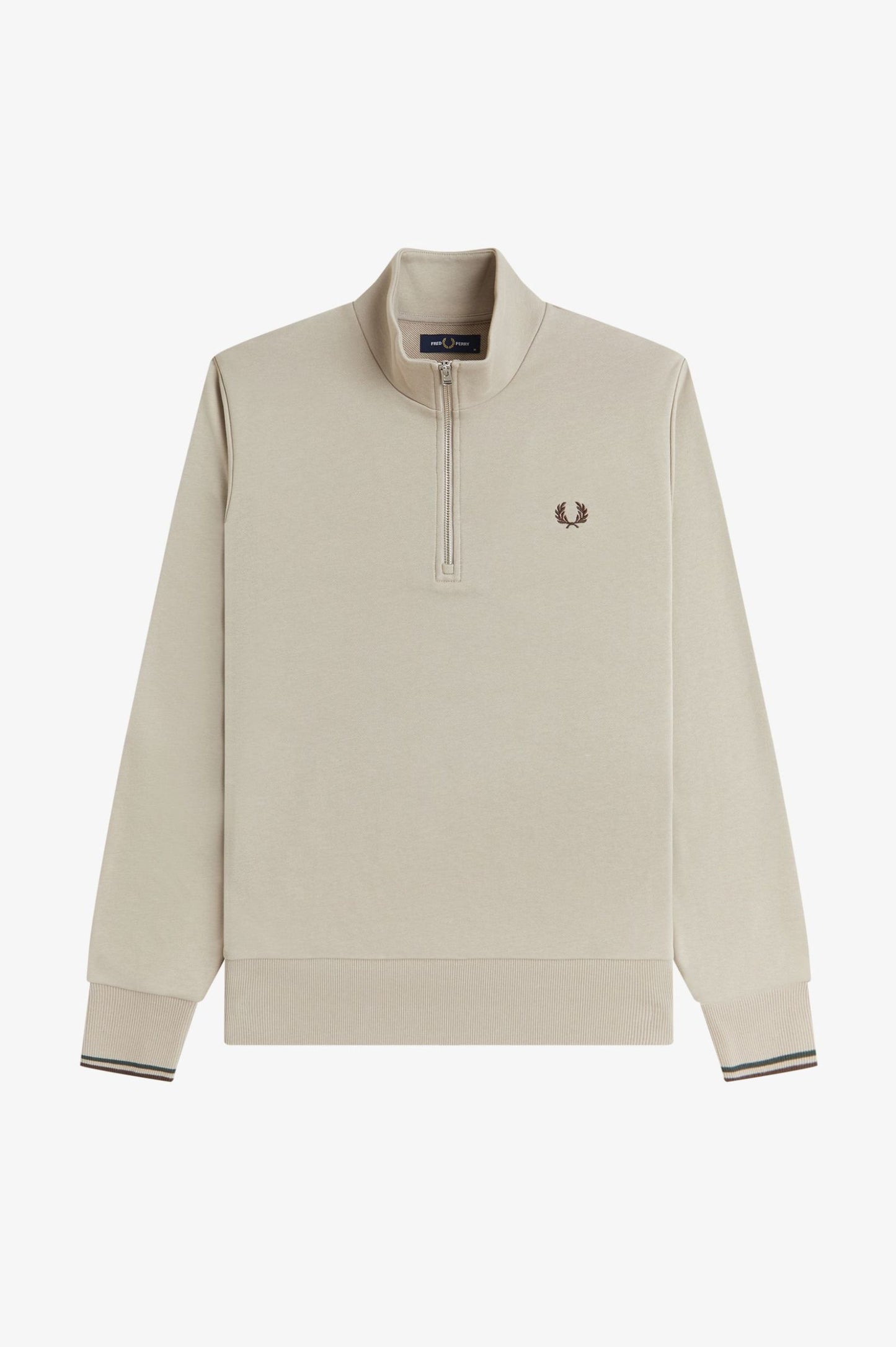 FRED PERRY QUARTER ZIP COTTON FLEECE SWEATSHIRT WARM OAT 3XL RRP £95 BNWT
