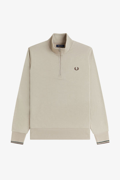 FRED PERRY QUARTER ZIP COTTON FLEECE SWEATSHIRT WARM OAT 3XL RRP £95 BNWT