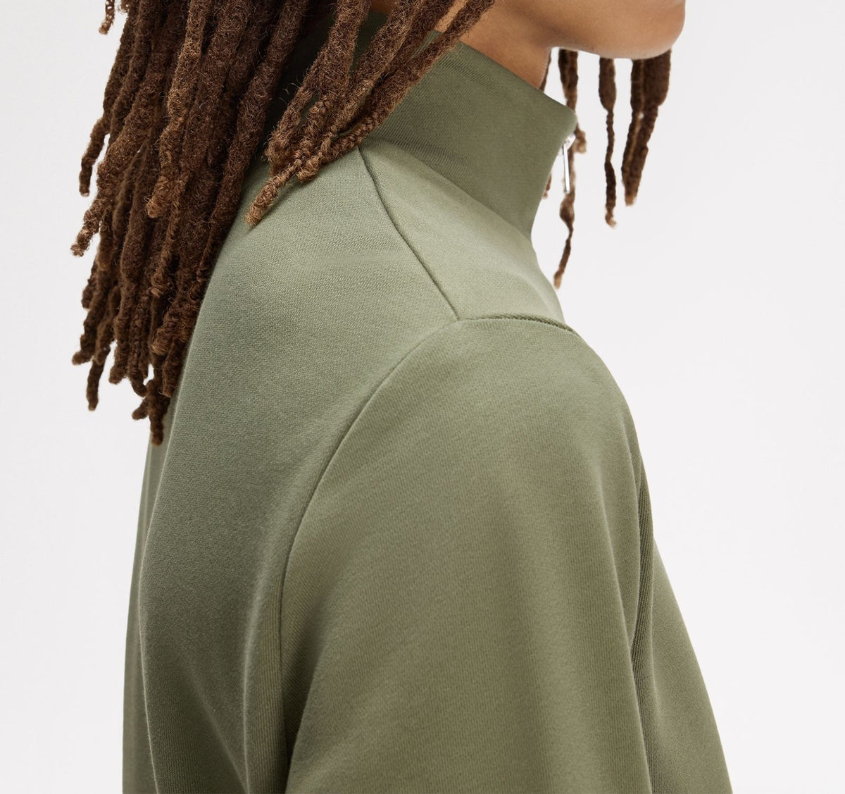 FRED PERRY QUARTER ZIP COTTON FLEECE SWEATSHIRT LAUREL WREATH GREEN RRP £95 BNWT