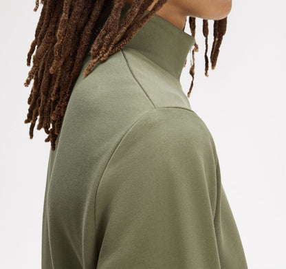 FRED PERRY QUARTER ZIP COTTON FLEECE SWEATSHIRT LAUREL WREATH GREEN RRP £95 BNWT