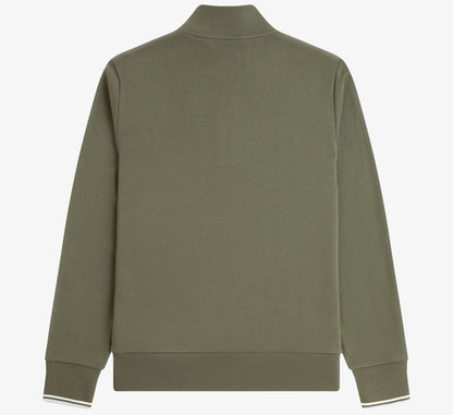 FRED PERRY QUARTER ZIP COTTON FLEECE SWEATSHIRT LAUREL WREATH GREEN RRP £95 BNWT