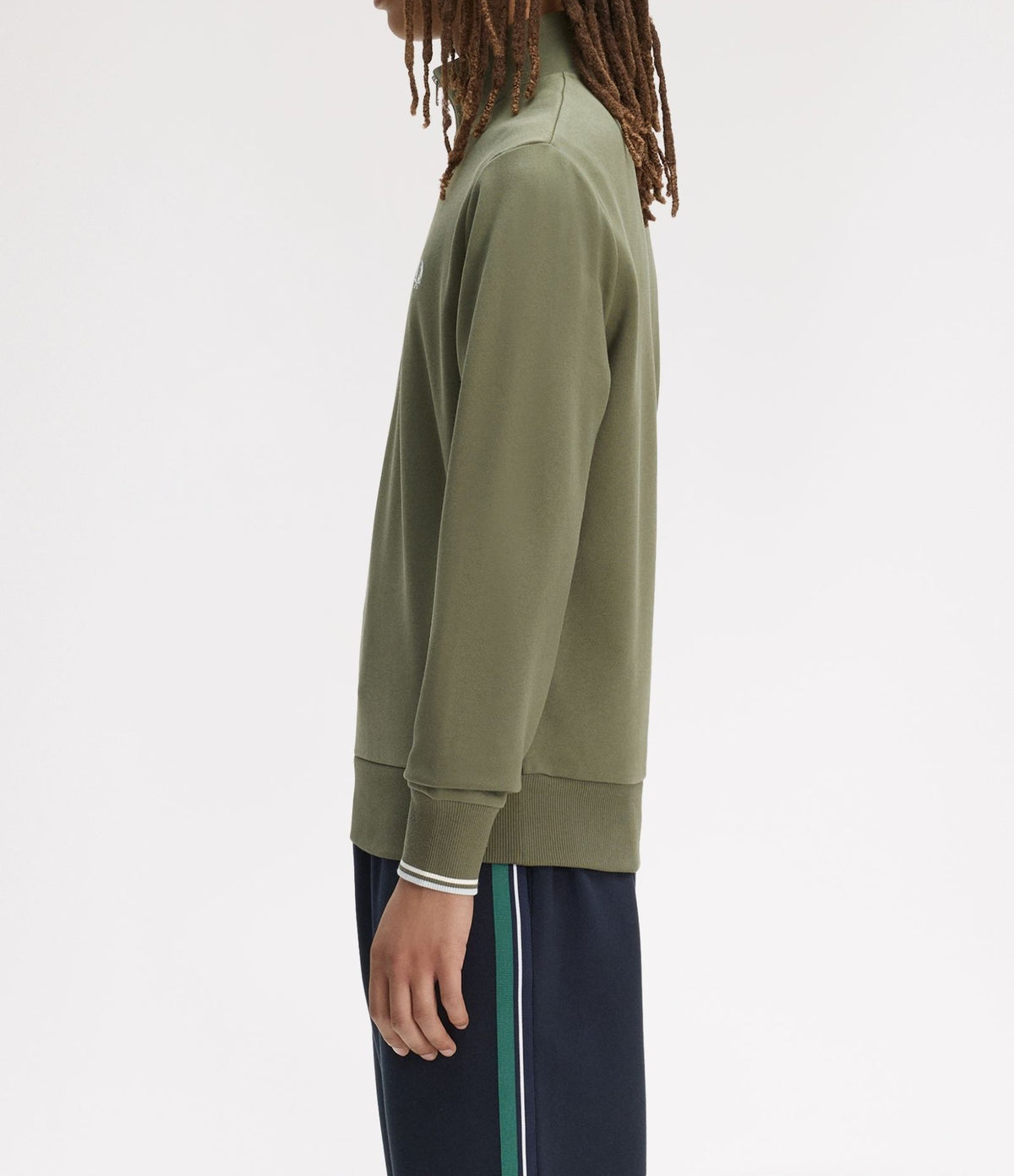 FRED PERRY QUARTER ZIP COTTON FLEECE SWEATSHIRT LAUREL WREATH GREEN RRP £95 BNWT