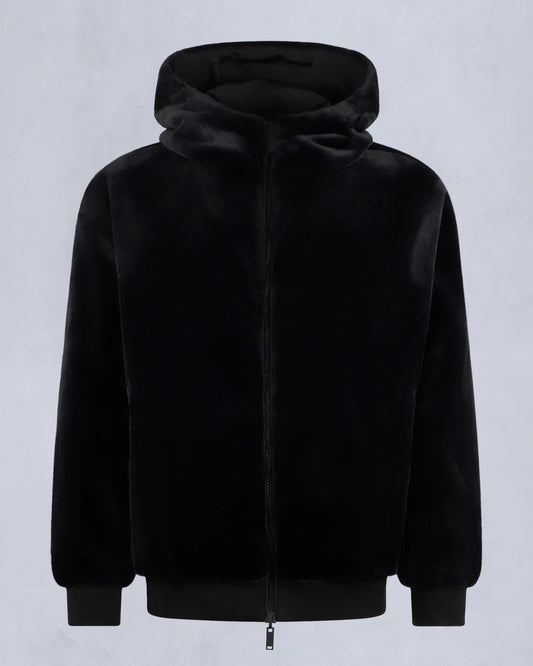 MOOSE KNUCKLES ROLAND REVERSIBLE HOODED FAUX FUR/SHELL JACKET BLACK RRP £550 BNWT
