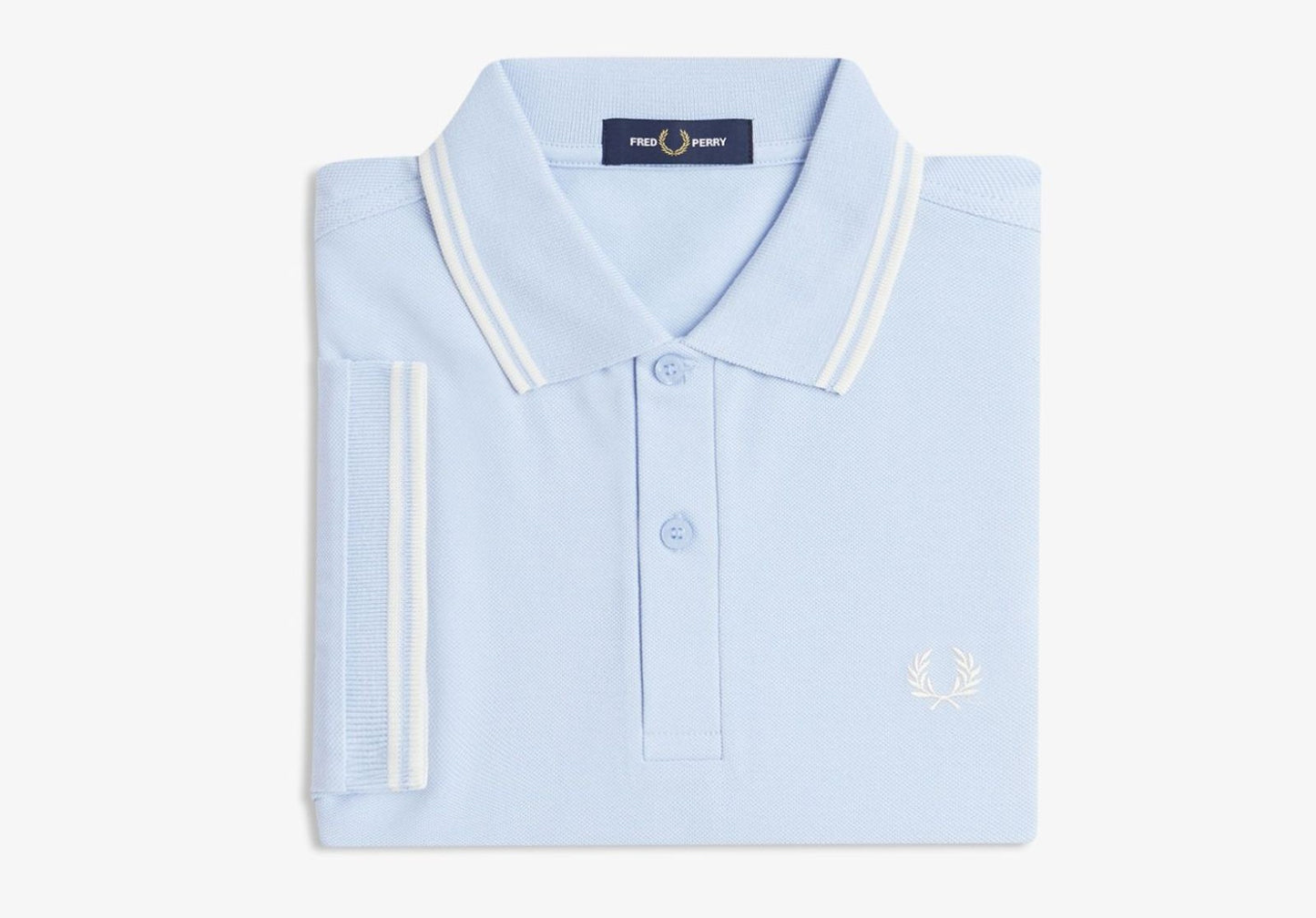 FRED PERRY TWIN TIPPED PIQUE COTTON POLO SHIRT LIGHT SMOKE BLUE RRP £80 BNWT