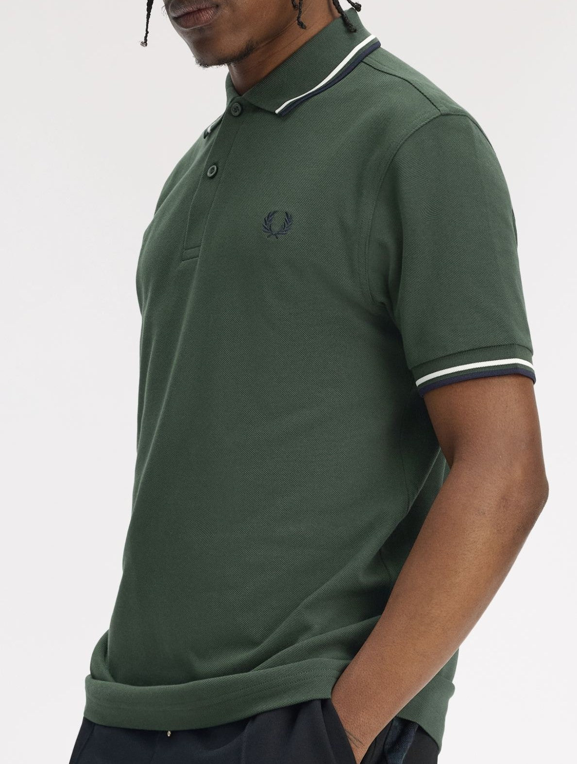FRED PERRY TWIN TIPPED POLO SHIRT COURT GREEN/SNOW WHITE/NAVY 3XL RRP £80 NEW