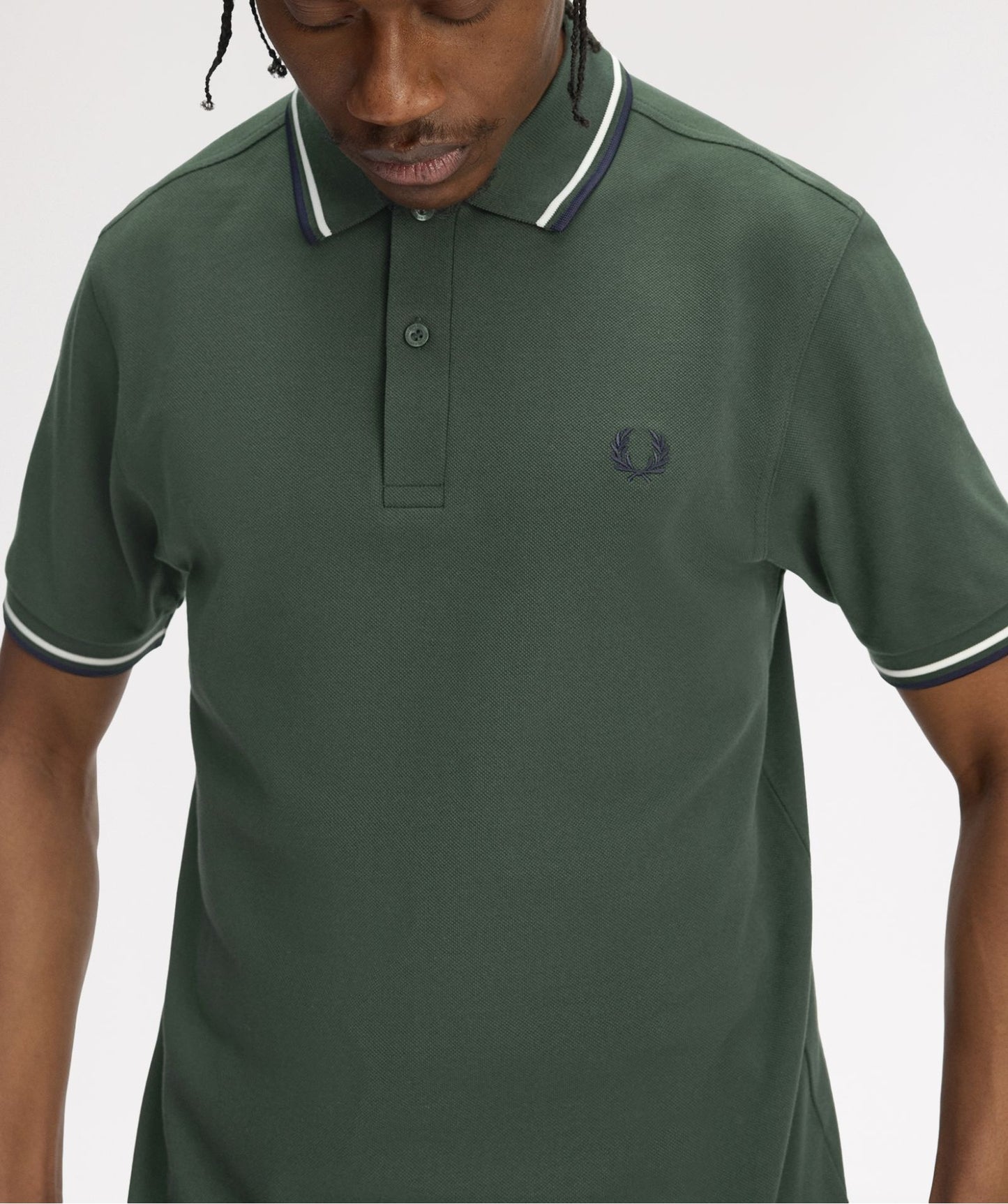 FRED PERRY TWIN TIPPED POLO SHIRT COURT GREEN/SNOW WHITE/NAVY 3XL RRP £80 NEW