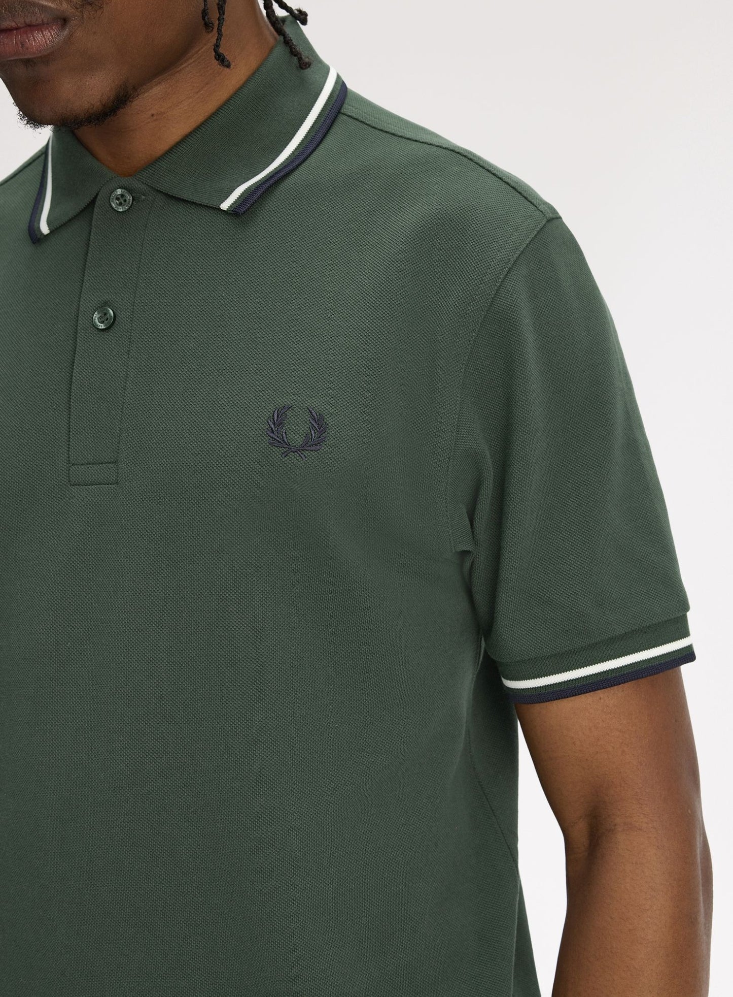 FRED PERRY TWIN TIPPED POLO SHIRT COURT GREEN/SNOW WHITE/NAVY 3XL RRP £80 NEW