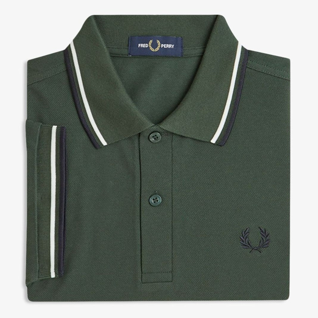FRED PERRY TWIN TIPPED POLO SHIRT COURT GREEN/SNOW WHITE/NAVY 3XL RRP £80 NEW