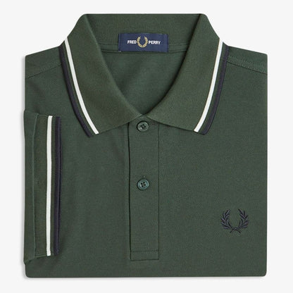FRED PERRY TWIN TIPPED POLO SHIRT COURT GREEN/SNOW WHITE/NAVY 3XL RRP £80 NEW