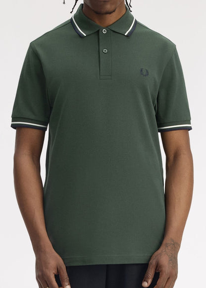 FRED PERRY TWIN TIPPED POLO SHIRT COURT GREEN/SNOW WHITE/NAVY 3XL RRP £80 NEW