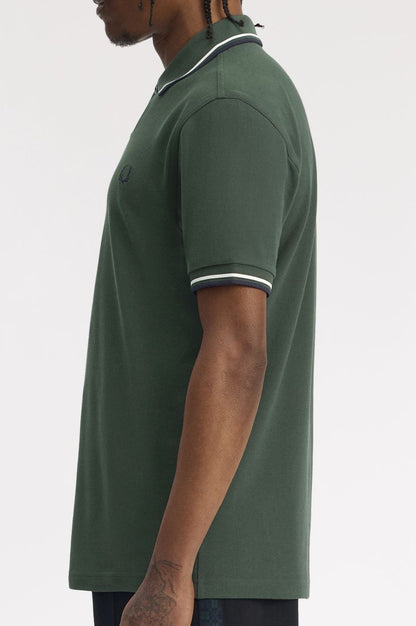 FRED PERRY TWIN TIPPED POLO SHIRT COURT GREEN/SNOW WHITE/NAVY 3XL RRP £80 NEW