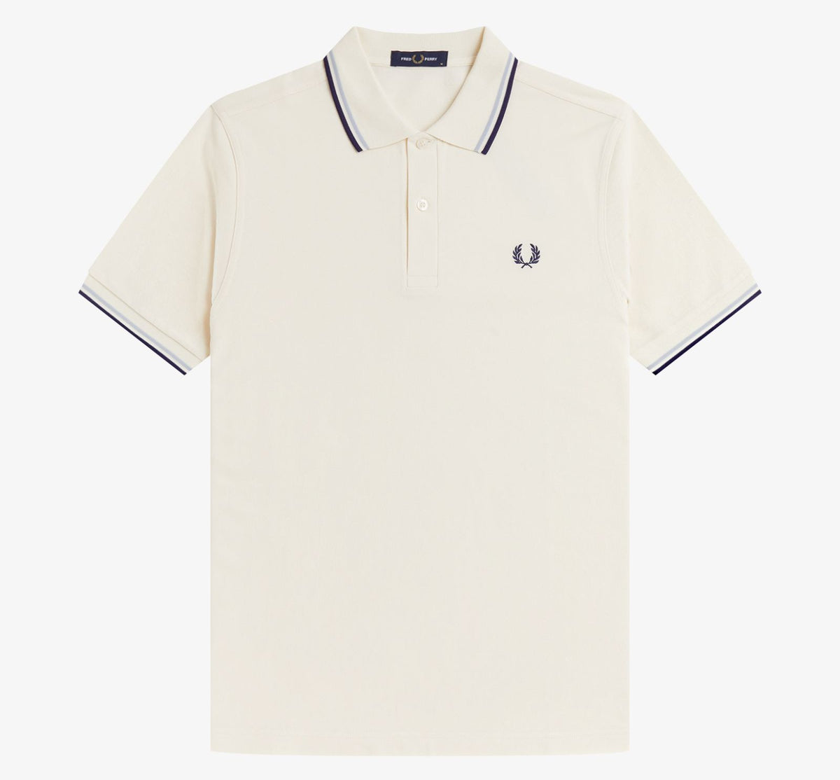 FRED PERRY TWIN TIPPED PIQUE POLO SHIRT ECRU/DUSKY BLUE/NAVY 3XL RRP £80 BNWT