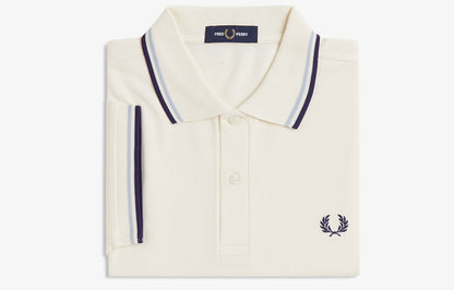 FRED PERRY TWIN TIPPED PIQUE POLO SHIRT ECRU/DUSKY BLUE/NAVY 3XL RRP £80 BNWT