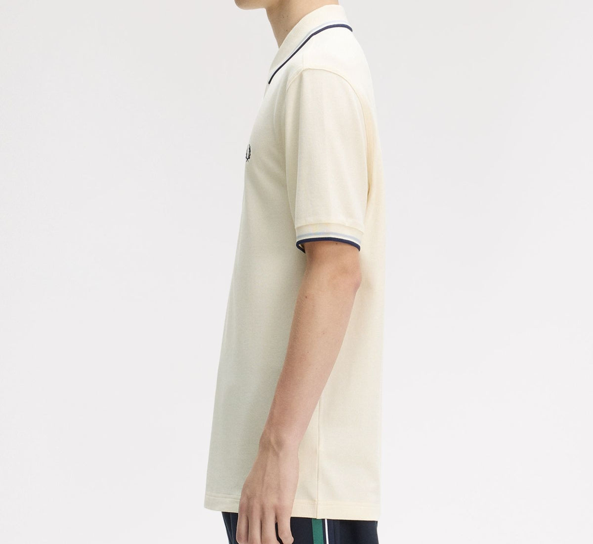 FRED PERRY TWIN TIPPED PIQUE POLO SHIRT ECRU/DUSKY BLUE/NAVY 3XL RRP £80 BNWT