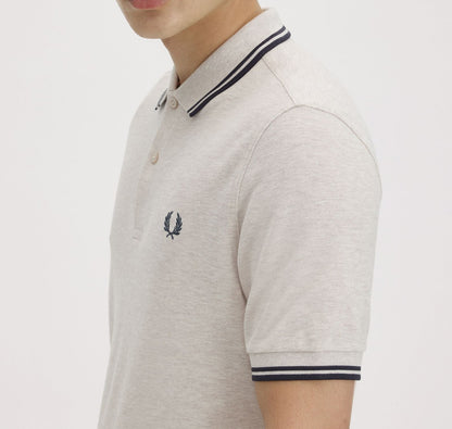 FRED PERRY TWIN TIPPED COTTON POLO SHIRT PORRIDGE MARL/ANCHOR GREY 2XL RRP £80 BNWT