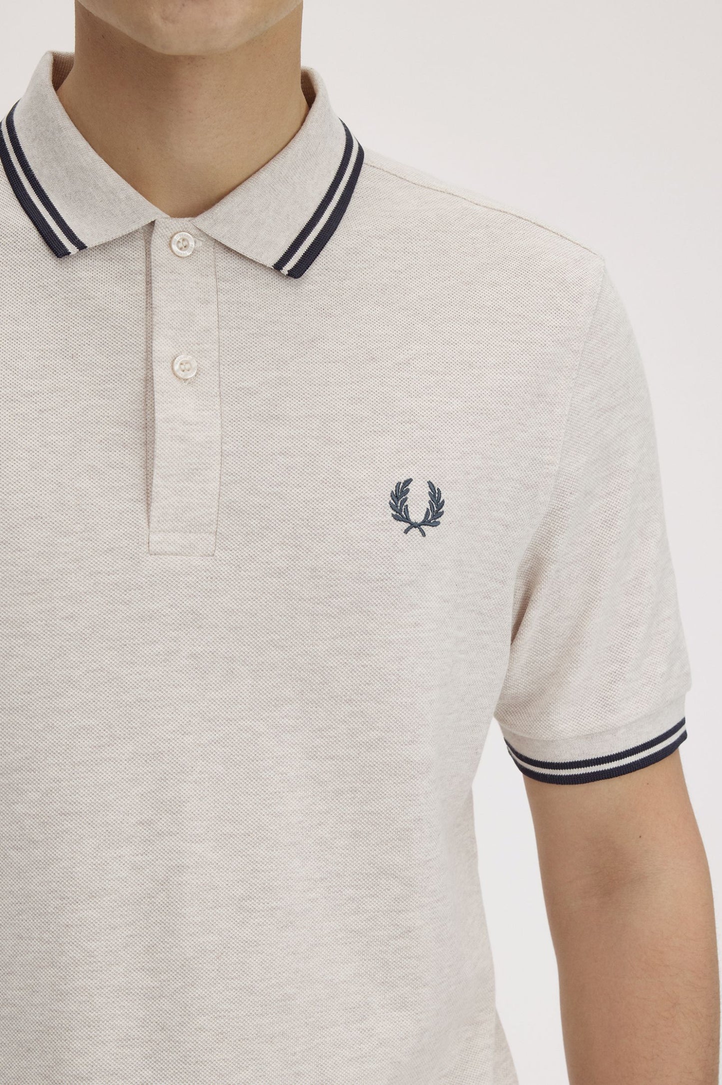 FRED PERRY TWIN TIPPED COTTON POLO SHIRT PORRIDGE MARL/ANCHOR GREY 2XL RRP £80 BNWT