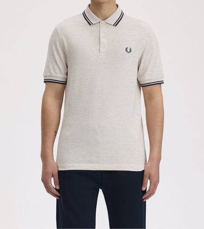 FRED PERRY TWIN TIPPED COTTON POLO SHIRT PORRIDGE MARL/ANCHOR GREY 2XL RRP £80 BNWT