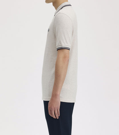 FRED PERRY TWIN TIPPED COTTON POLO SHIRT PORRIDGE MARL/ANCHOR GREY 2XL RRP £80 BNWT