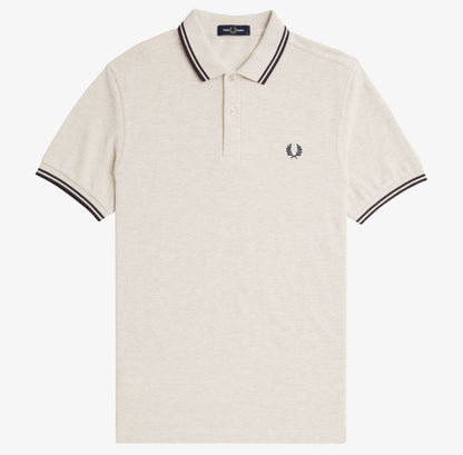 FRED PERRY TWIN TIPPED COTTON POLO SHIRT PORRIDGE MARL/ANCHOR GREY 2XL RRP £80 BNWT