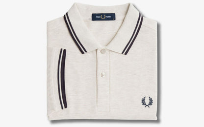 FRED PERRY TWIN TIPPED COTTON POLO SHIRT PORRIDGE MARL/ANCHOR GREY 2XL RRP £80 BNWT