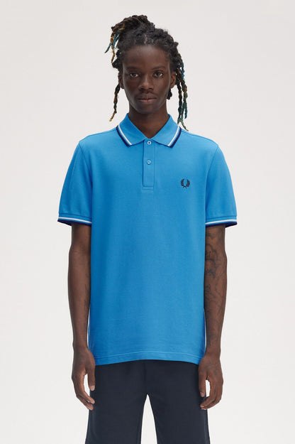 FRED PERRY TWIN TIPPED PIQUE COTTON POLO SHIRT COURT BLUE/ECRU/NAVY 3XL RRP £80 BNWT