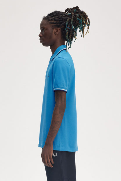 FRED PERRY TWIN TIPPED PIQUE COTTON POLO SHIRT COURT BLUE/ECRU/NAVY 3XL RRP £80 BNWT