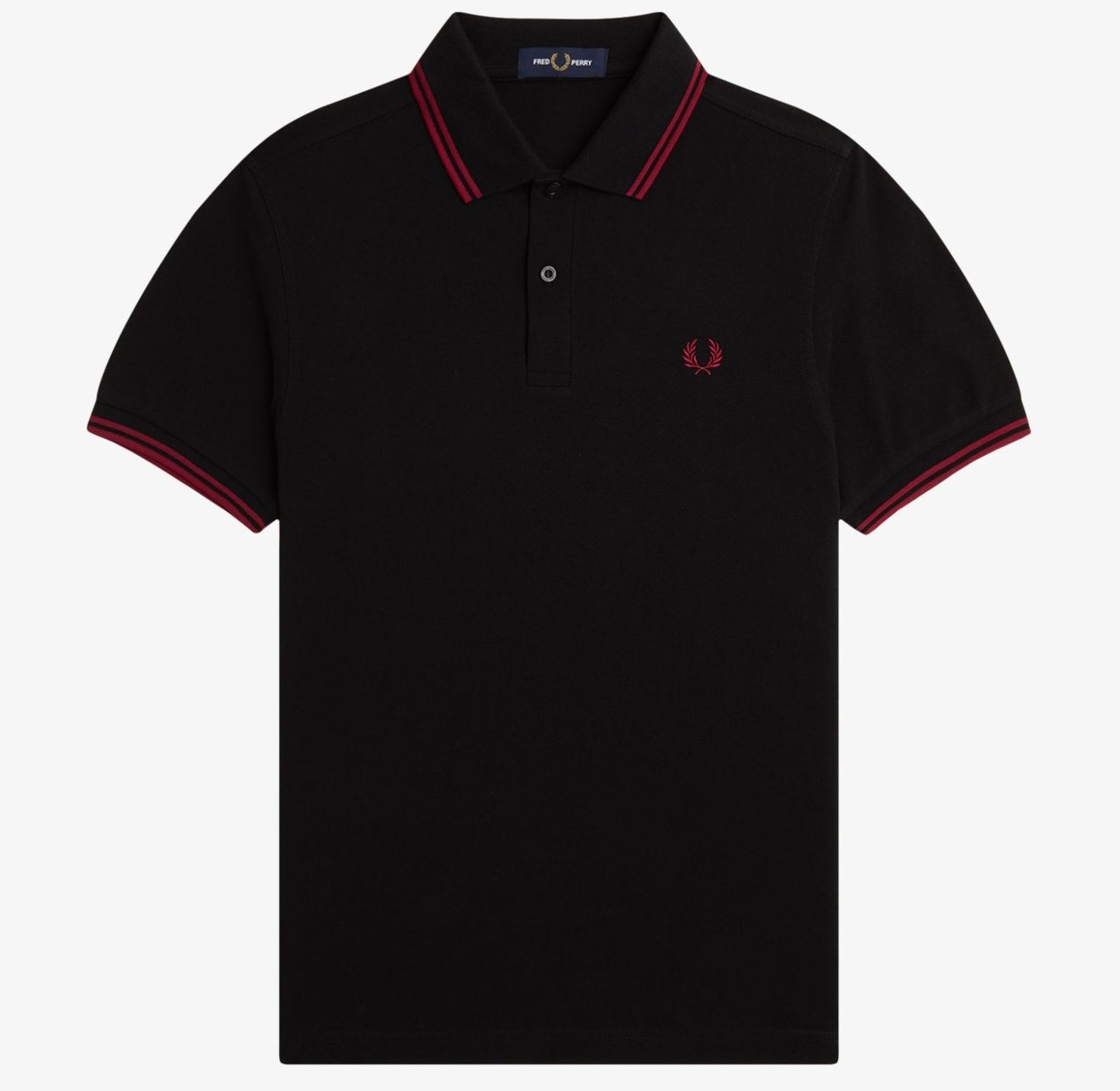 FRED PERRY TWIN TIPPED PIQUE COTTON POLO SHIRT BLACK/BURNT RED 2XL RRP £80 BNWT