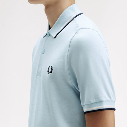FRED PERRY TWIN TIPPED PIQUE COTTON POLO SHIRT LIGHT ICE BLUE 3XL RRP £80 BNWT