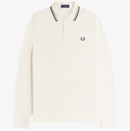 FRED PERRY TWIN TIPPED COTTON LONG SLEEVE POLO SHIRT ECRU 3XL RRP £95 NEW
