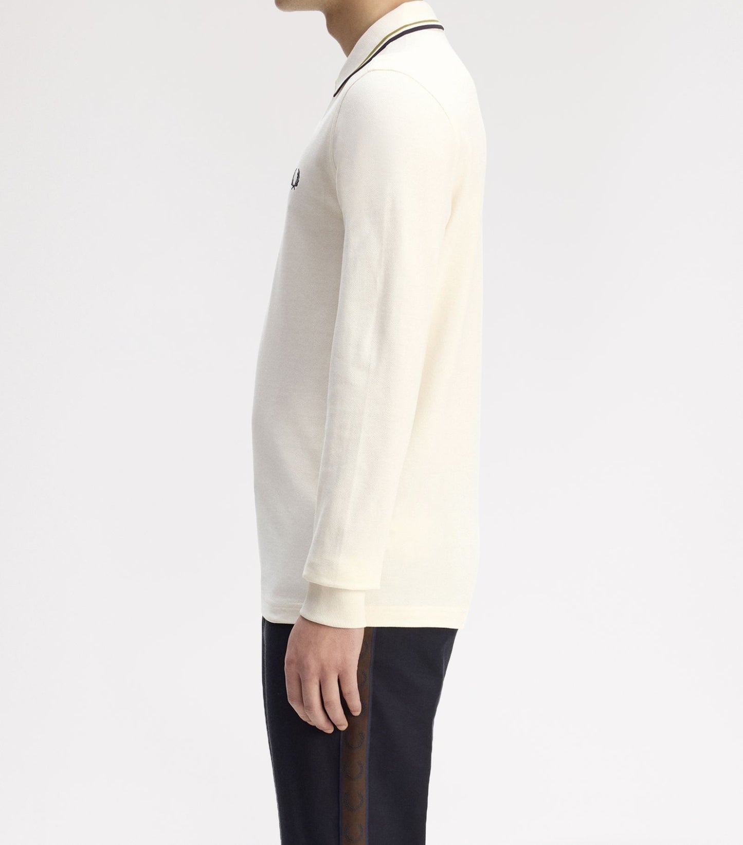 FRED PERRY TWIN TIPPED COTTON LONG SLEEVE POLO SHIRT ECRU 3XL RRP £95 NEW
