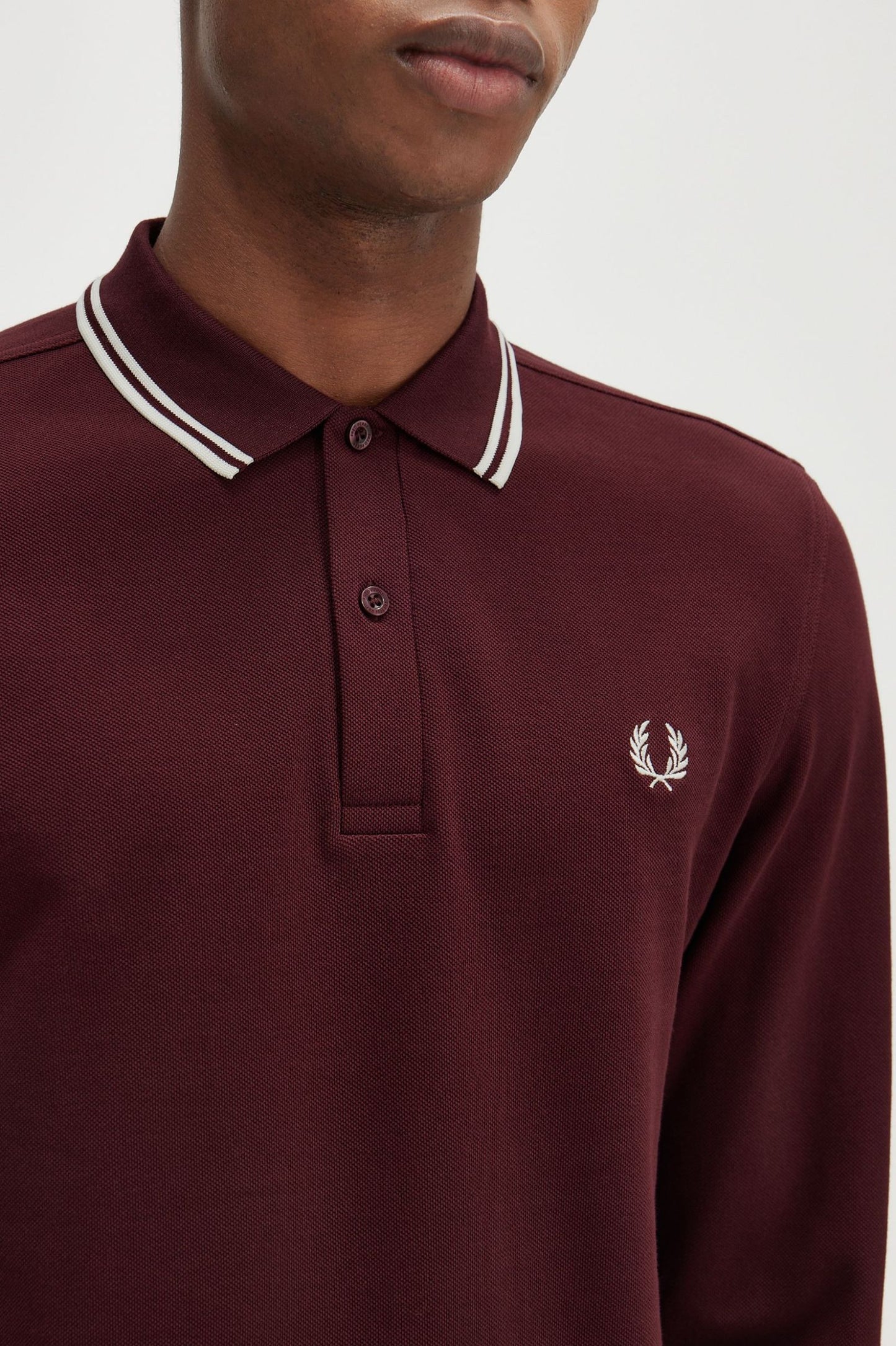 FRED PERRY PIQUE COTTON LONG SLEEVE POLO SHIRT BURGUNDY 2XL RRP £90 BNWT